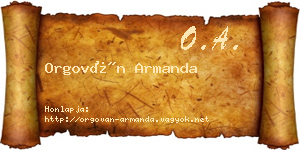 Orgován Armanda névjegykártya